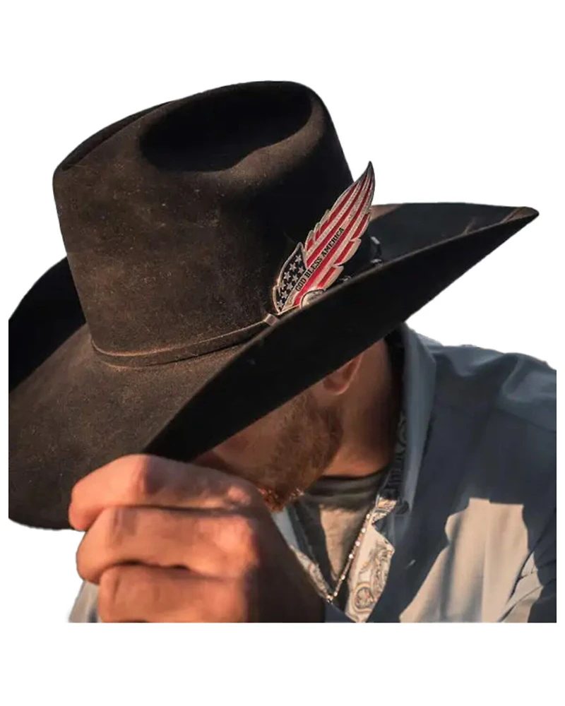 Montana Silversmiths USA Flag Hat Feather