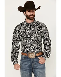 Cowboy Hardware Men's Paisley Print Long Sleeve Snap Western Shirt