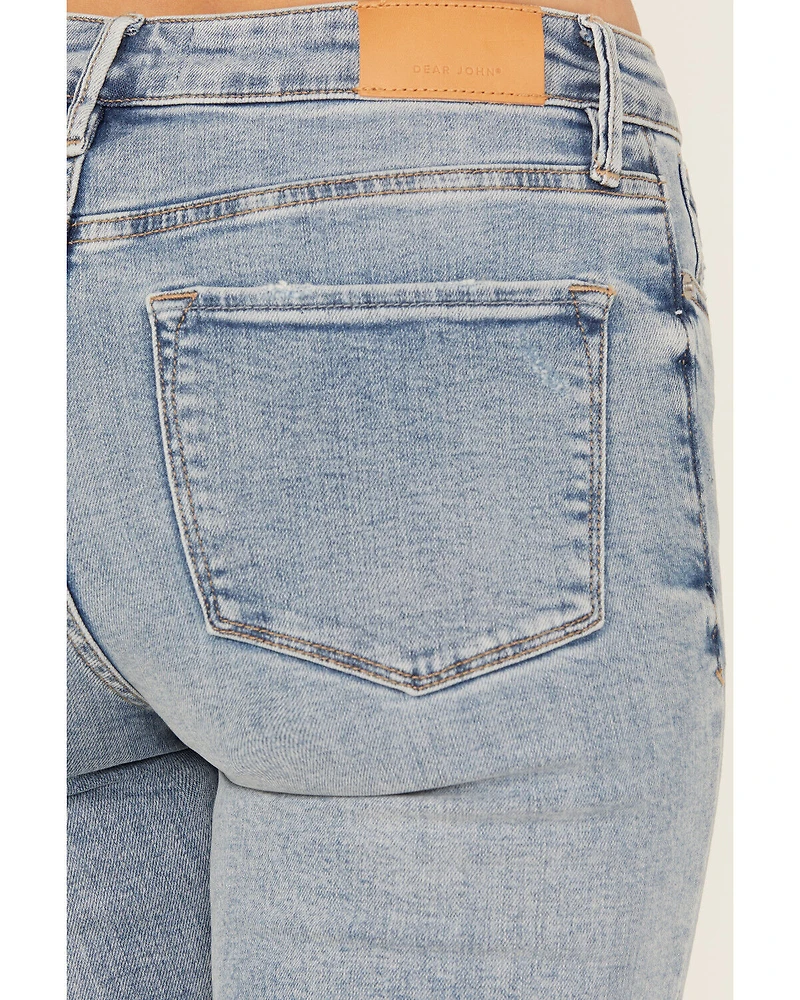Dear John Women's Light Wash Rosa High Rise Flare Stretch Denim Jeans