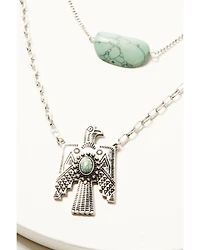 Shyanne Women's Antique Silver Thunderbird Layered Necklace