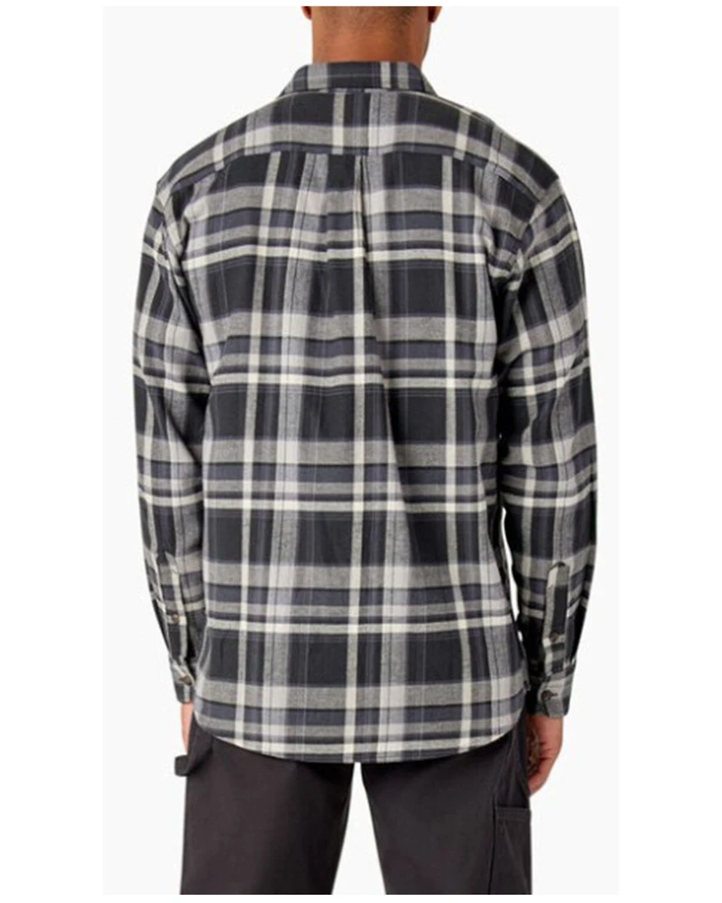 Dickies Men's Flex Plaid Print Long Sleeve Button-Down Flannel Work Shirt