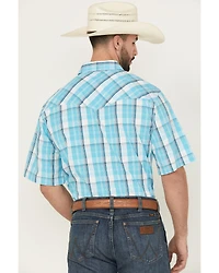 Wrangler Men's 20X Plaid Print Short Sleeve Snap Stretch Western Shirt