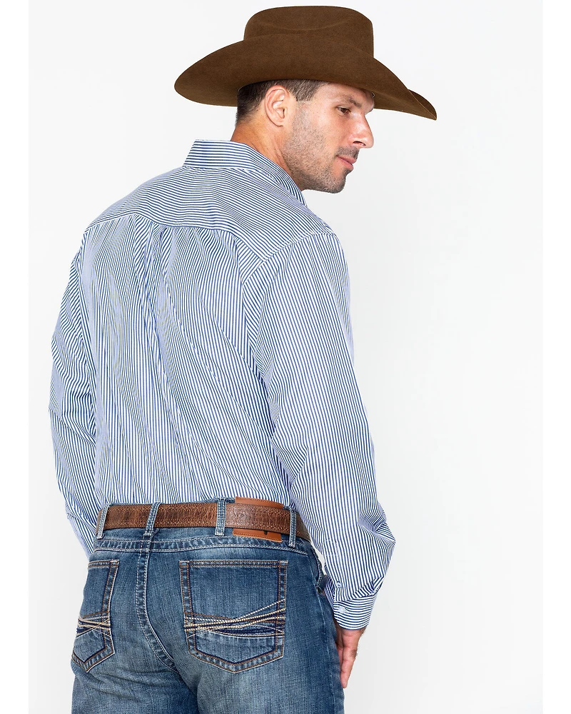 Cinch Men's Tencel Mini Stripe Long Sleeve Button-Down Western Shirt
