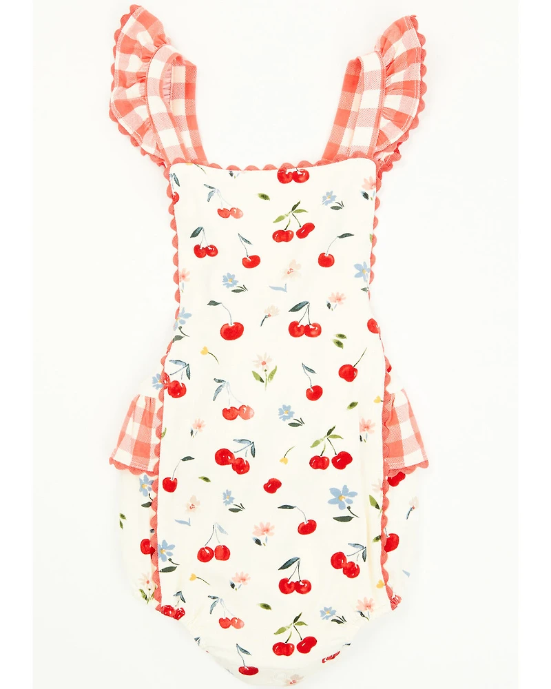Angel Dear Infant Girls' Cherry Ruffle Sleeve Snap Onesie