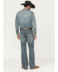 Rock & Roll Denim Men's Medium Wash Double Barrel Relaxed Bootcut Stretch Jeans