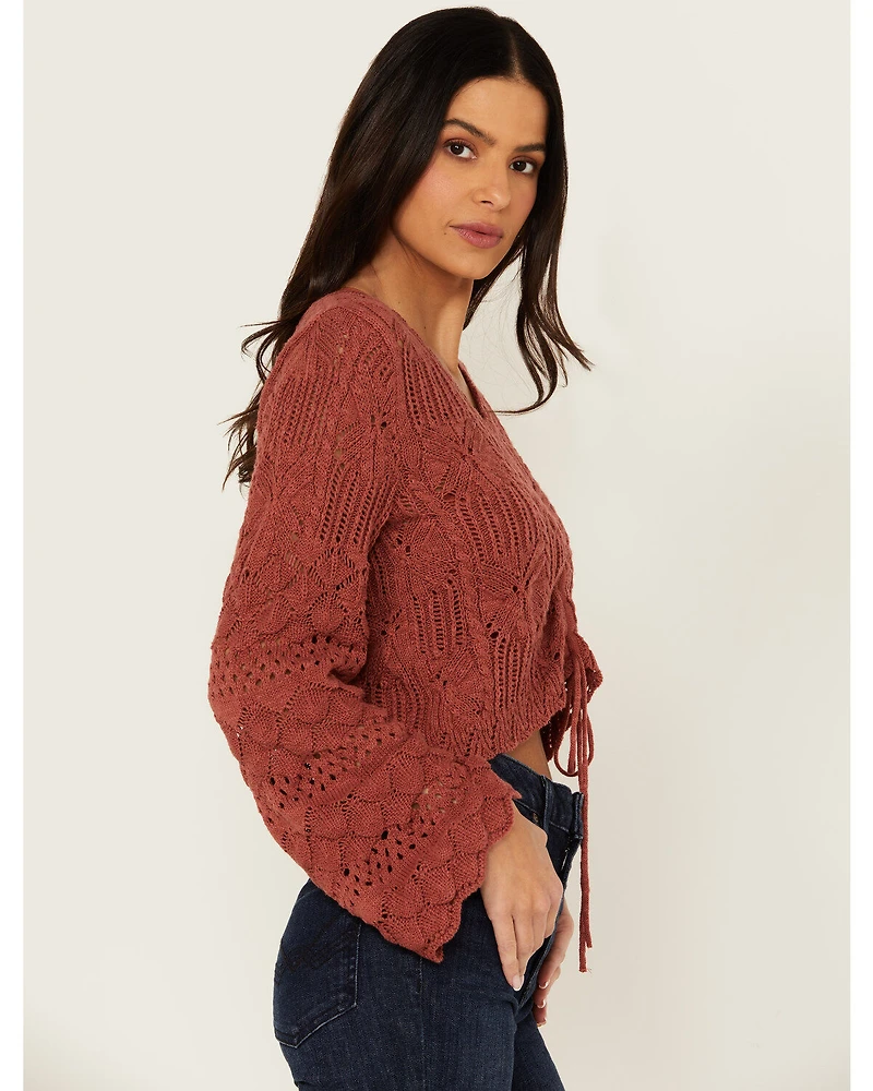 Shyanne Women's Bell Sleeve Cropped Crochet Sweater