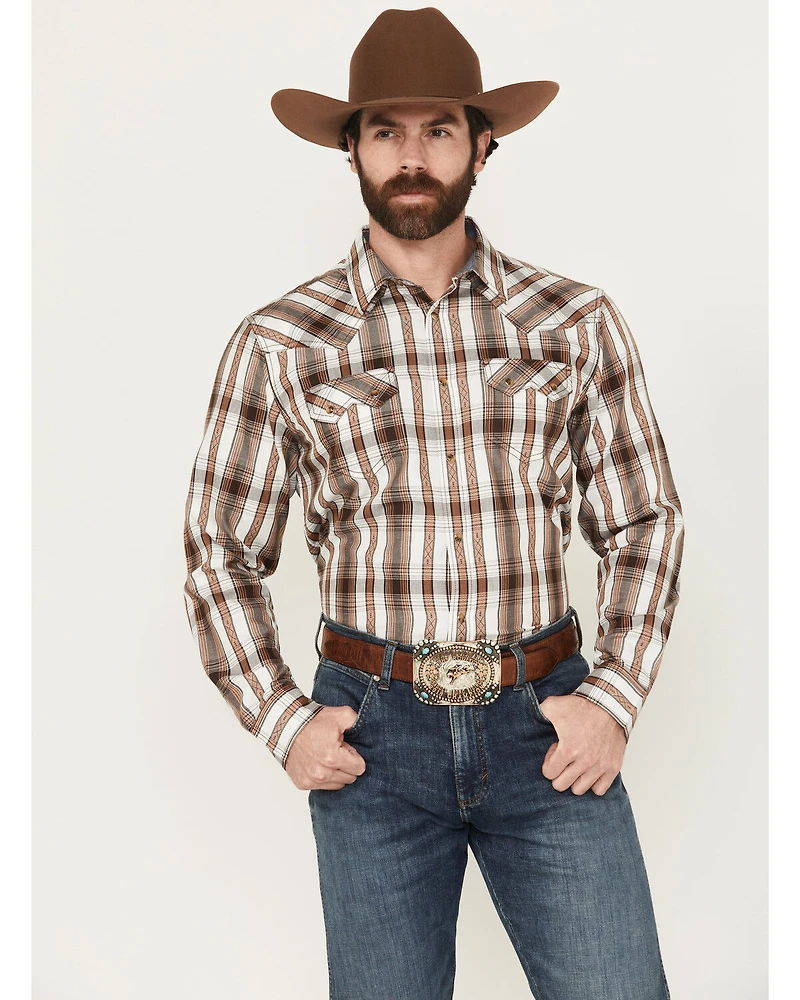 Cody James Men' Rodeo Plaid Print Long Sleeve Snap Western Shirt