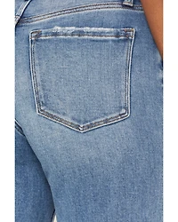 Vervet Women's Medium Wash High Rise Cuffed Wide Leg Denim Jeans