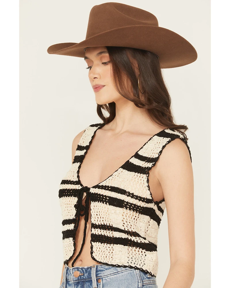 Revel Women's Striped Tie-Front Knit Vest
