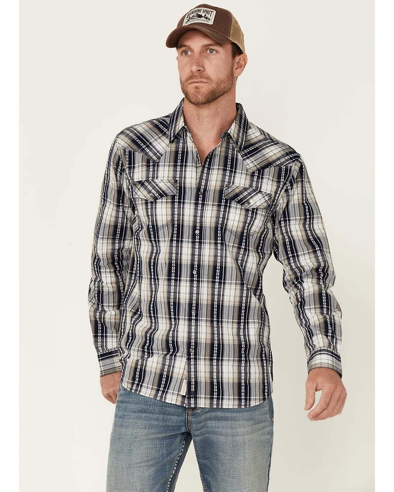 Moonshine Spirit Men's Talum Plaid Long Sleeve Snap Western Shirt