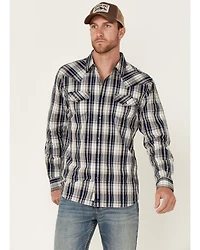 Moonshine Spirit Men's Talum Plaid Long Sleeve Snap Western Shirt