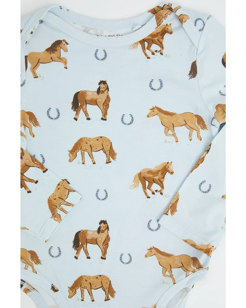 Angel Dear Infant Boys' Horse Print Long Sleeve Onesie