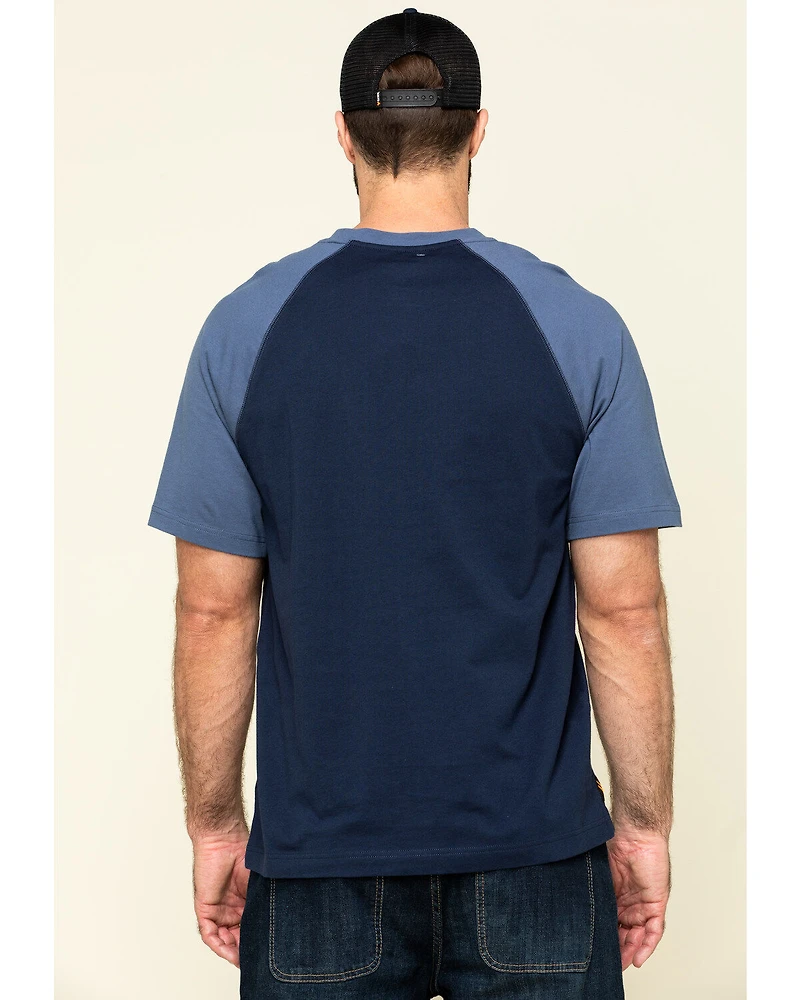 Hawx Men's Navy Midland Short Sleeve Baseball Work T-Shirt - Tall