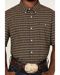 RANK 45® Men's Steer Small Plaid Print Short Sleeve Button-Down Western Shirt