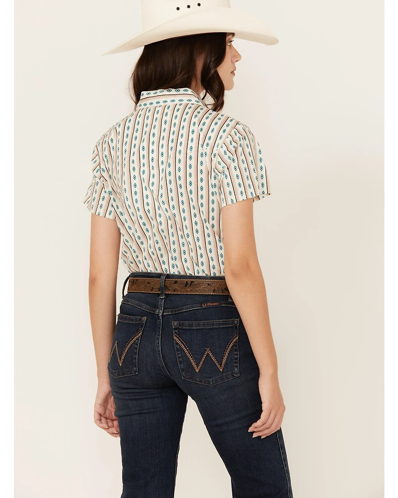 Shyanne Women's Southwestern Print Short Sleeve Snap Western Shirt