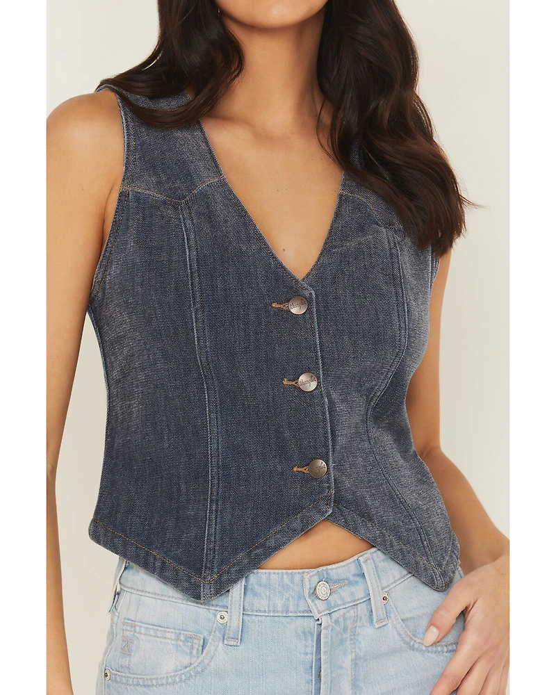 Wrangler Retro Women's Medium Wash Chenille Denim Vest