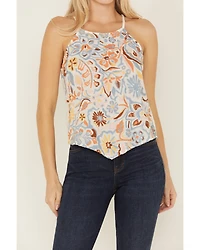 Idyllwind Women's Floral Haze Embroidered Crinkle Tank Top