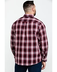 Tuf Cooper Men's Stretch Ombre Plaid Long Sleeve Western Shirt