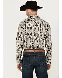 Rock & Roll Denim Men's Southwestern Long Sleeve Pearl Snap Stretch Western Shirt