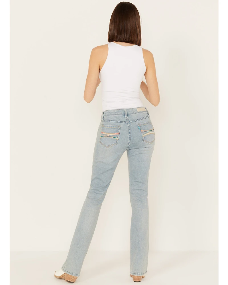 Hooey by Rock & Roll Denim Women's Light Wash Mid Rise Extra Stretch Bootcut Jeans