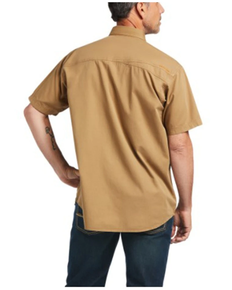 Ariat Men's Solid Rebar Washed Twill Short Sleeve Button Down Work Shirt