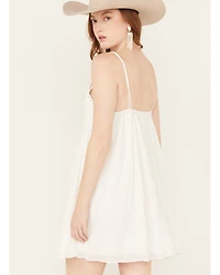 Yura Women's Crochet Accent Sleeveless Mini Dress