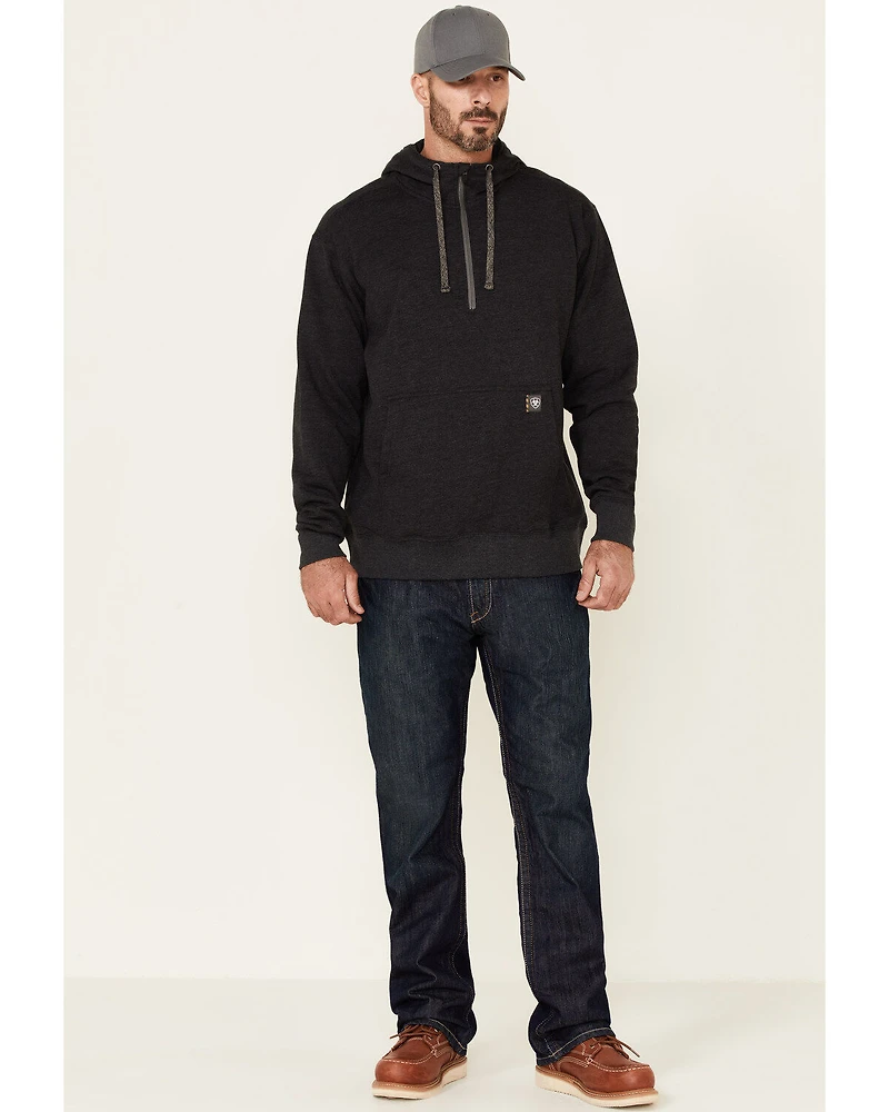Ariat Men's Charcoal Rebar Workman 1/4 Zip Front Work Hooded Pullover