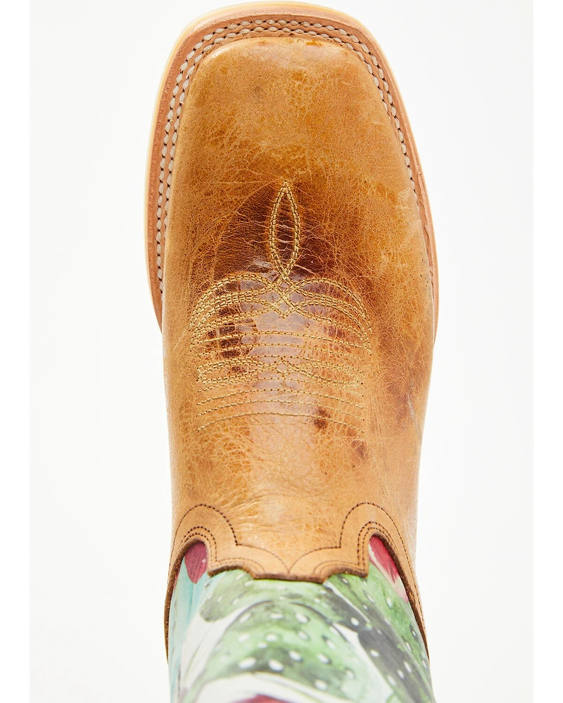 Tin Haul Women's Cactilicious Looking Sharp Sole Western Boots - Broad Square Toe