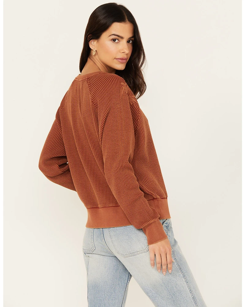 Cleo + Wolf Women's Embroidered Thermal Knit Top