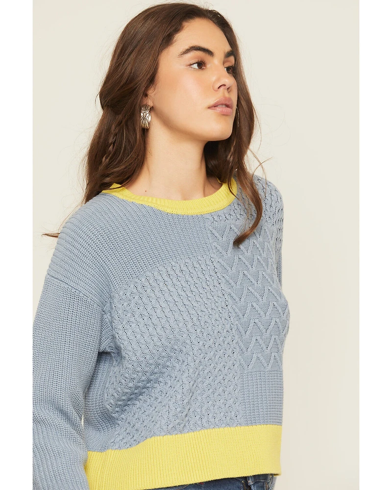 Cleo + Wolf Women's Colorblock And Stitch Sweater
