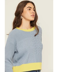 Cleo + Wolf Women's Colorblock And Stitch Sweater