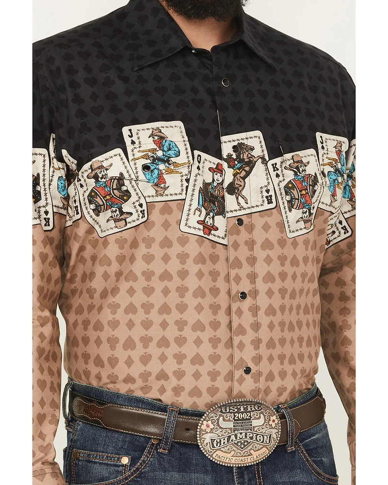 Panhandle Slim Men's Cards Border Long Sleeve Snap Western Shirt