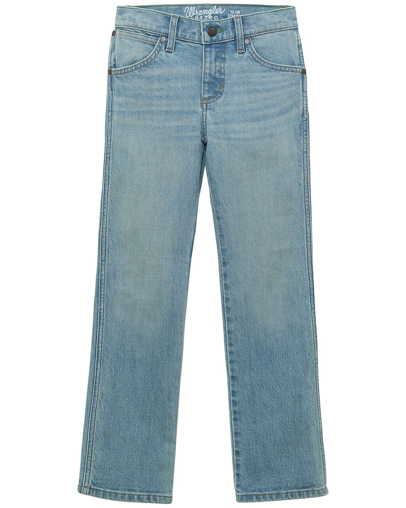 Wrangler Retro Boys' Mendenhall Light Wash Slim Straight Stretch Denim Jeans