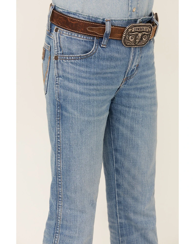 Wrangler Retro Boys' Applewood Medium Wash Slim Straight Stretch Denim Jeans