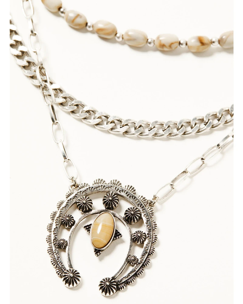 Shyanne Women's Squash Blossom Layered Statement Necklace