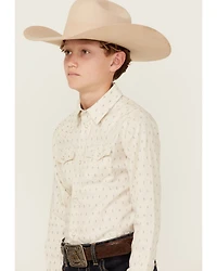 Cody James Boys' Mirage Geo Print Long Sleeve Snap Western Shirt