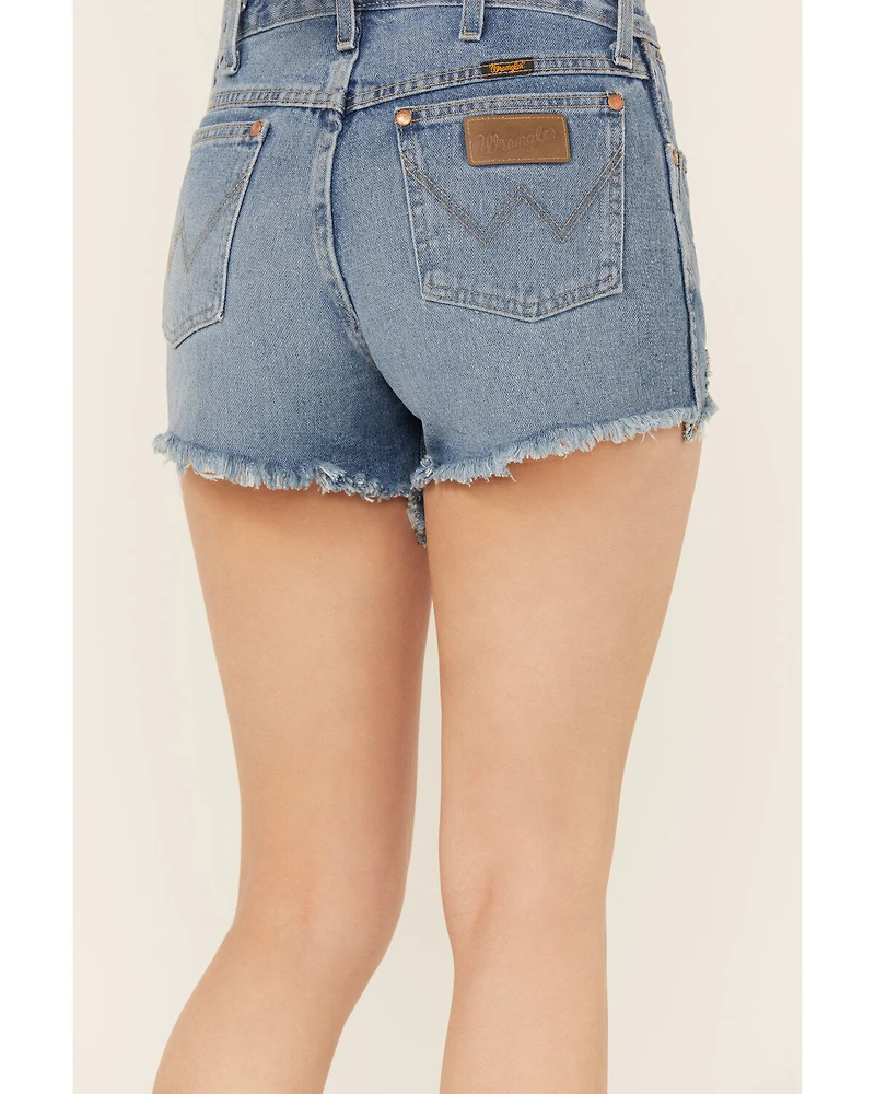 Wrangler Women's Off Shore Medium Wash High Rise Reworked Cut Denim Shorts