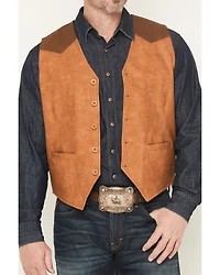 Cody James Men's Buckaroo Colorblock Faux Leather Button-Down Vest