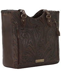 American West Chestnut Brown Annie's Secret Collection Large Zip Top Tote with Secret Compartment