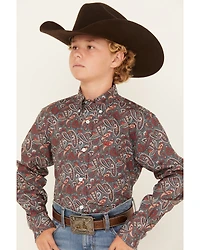 Cinch Boys' Paisley Print Long Sleeve Button Down Western Shirt