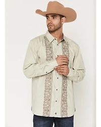 Moonshine Spirit Men's Heart Embroidered Long Sleeve Snap Western Shirt