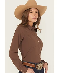 Shyanne Women's Solid Long Sleeve Button-Down Performance Shirt