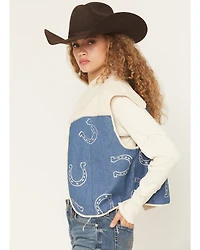 Fornia Women's Boot Barn Exclusive Sherpa Horseshoe Denim Vest