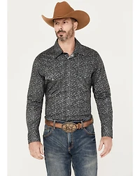 Rock & Roll Denim Men's Paisley Print Long Sleeve Stretch Pearl Snap Western Shirt