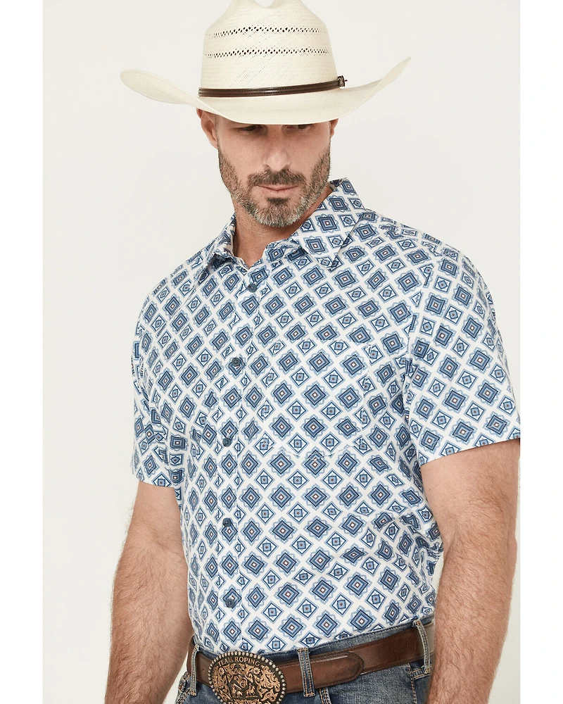 Gibson Trading Co Men's Bowling Alley Medallion Short Sleeve Button-Down Stretch Western Shirt
