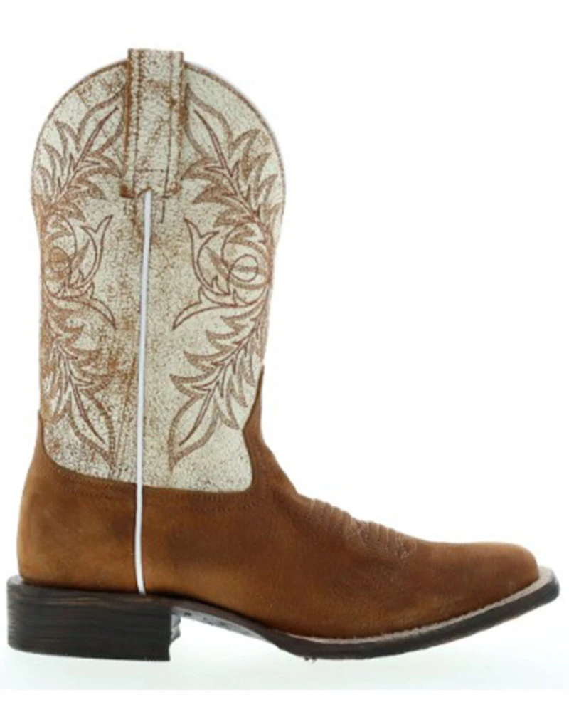 Botas Caborca For Liberty Black Women's Embroidered Leaf Western Boot - Broad Square Toe