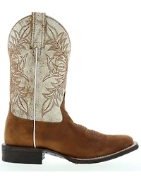 Botas Caborca For Liberty Black Women's Embroidered Leaf Western Boot - Broad Square Toe