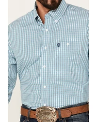 George Strait by Wrangler Men's Plaid Print Long Sleeve Button-Down Western Shirt