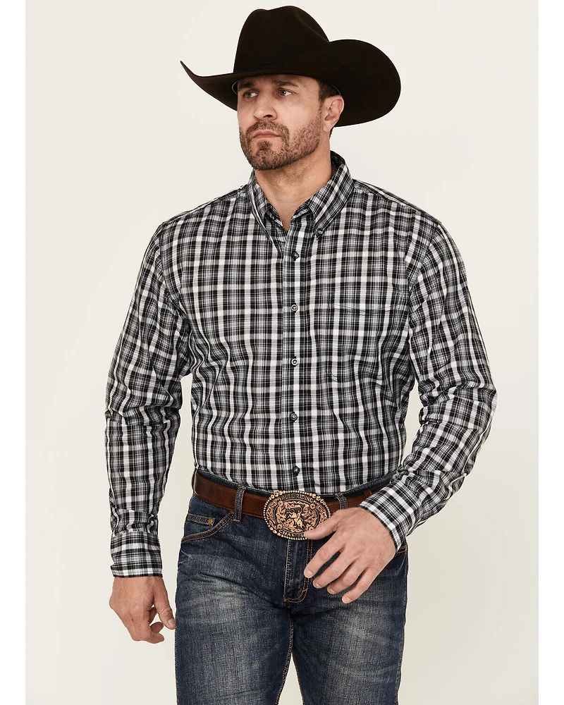 Wrangler Riata Men's Assorted Plaid Print Long Sleeve Button-Down Western Shirt