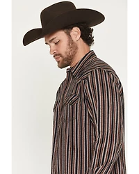 Moonshine Spirit Men's Timberwolf Striped Long Sleeve Snap Flannel Shirt